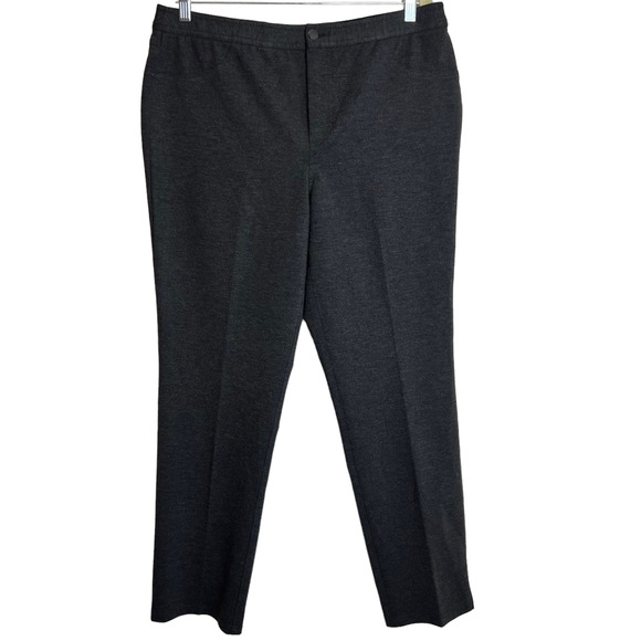 JM Collection Knit Pants Size 14 Gray Straight Leg Faux Pockets Heavyweight - Picture 1 of 6